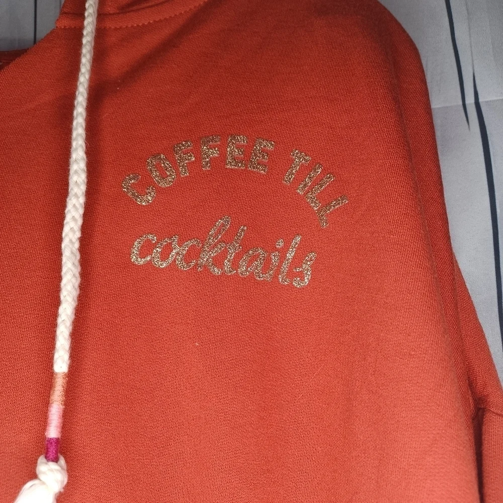 Secret Treasures Coffee Till Cocktails Comfy cropped Hoodie and shorts pajamas - Picture 3 of 16